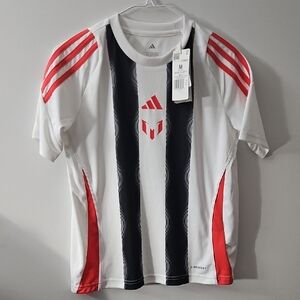 Adidas Kids Messi White, Black, and Red Jersey